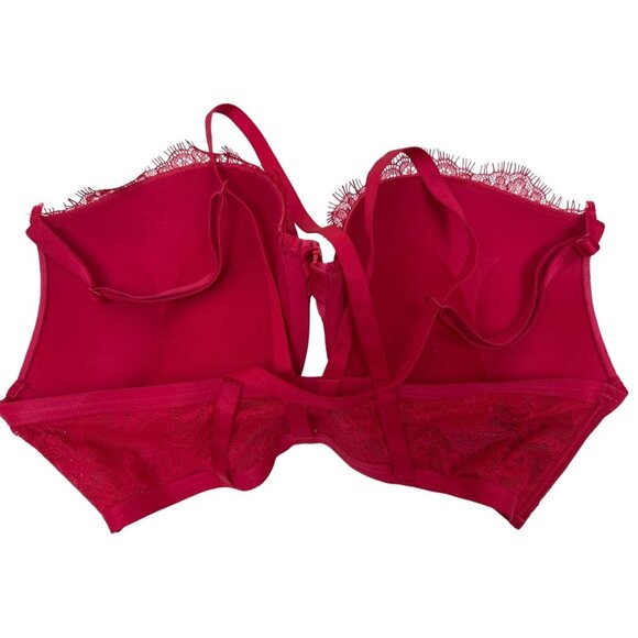 Victoria’s Secret Bombshell Push-Up Plunge Bra 36D Red Lace Front Closure - Picture 4 of 6